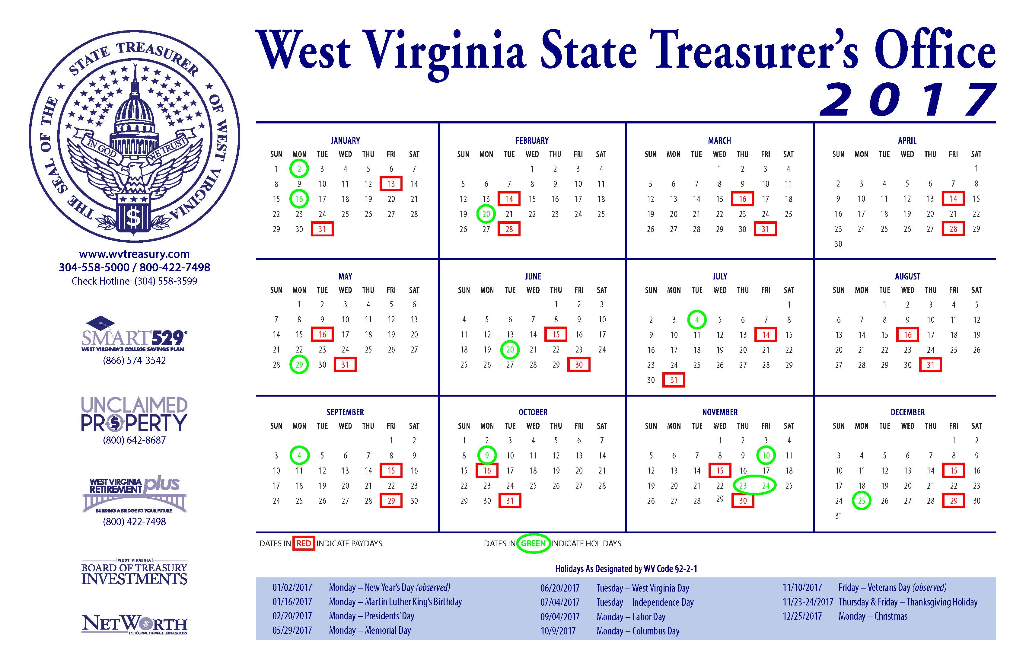 West Virginia State Treasurer's Office > About The Office > Contact Us